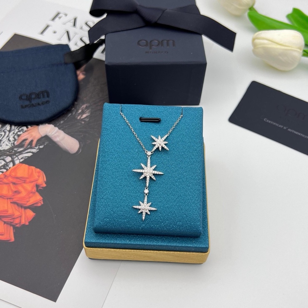 APM Monaco Six-pointed Star Three-star Necklace-Silver